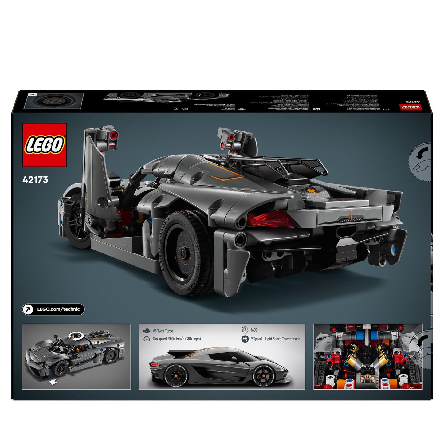 LEGO 42173 Technic Koenigsegg Jesko Absolut Grey Hypercar, Race Car Building Toy Set for Boys, Girls & Kids Aged 10 Plus, Buildable Vehicle Model Kit