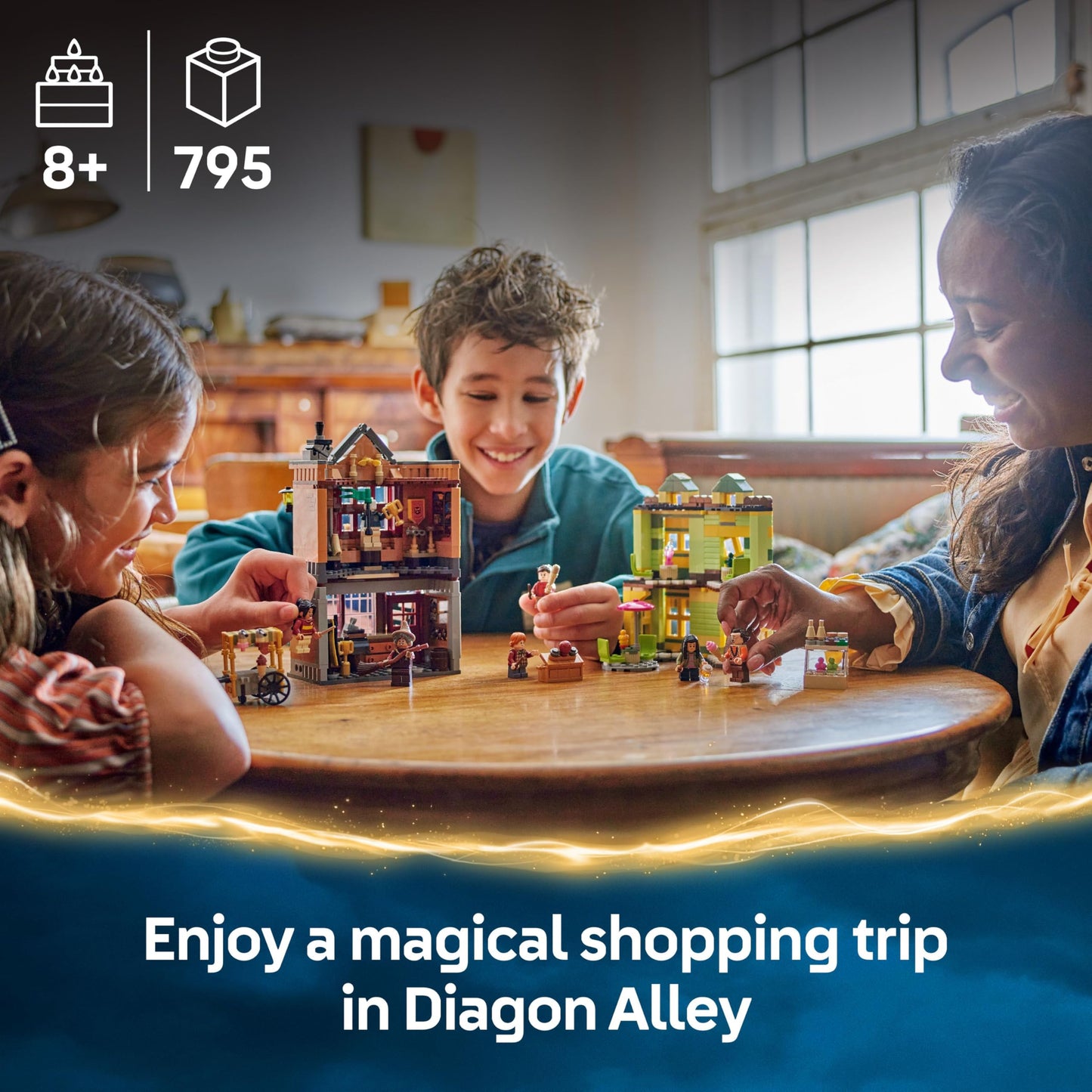 LEGO 76452 Harry Potter Quality Quidditch Supplies & Ice Cream Parlour Set with 2 Diagon Aley Shop Toys, 6 Minifigures & Accessories incl. a Nimbus 2000 Broom
