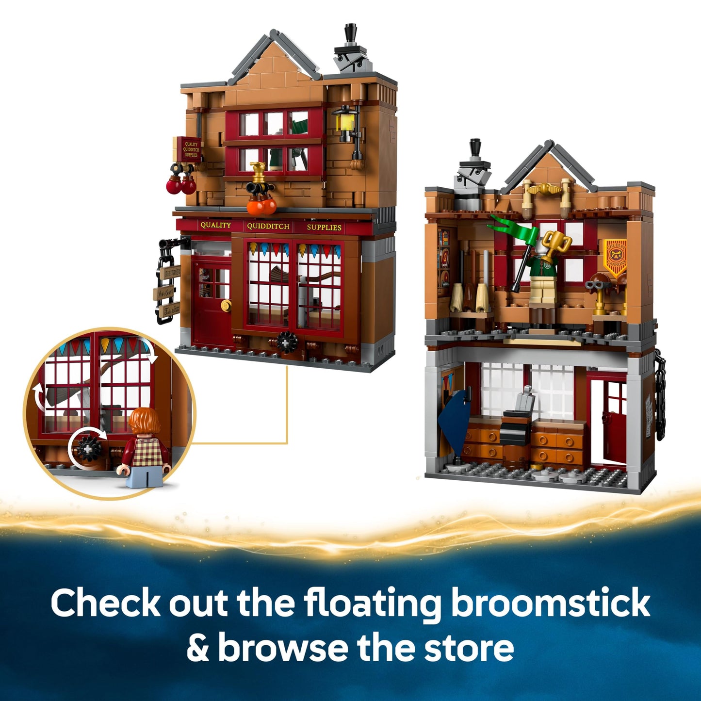 LEGO 76452 Harry Potter Quality Quidditch Supplies & Ice Cream Parlour Set with 2 Diagon Aley Shop Toys, 6 Minifigures & Accessories incl. a Nimbus 2000 Broom