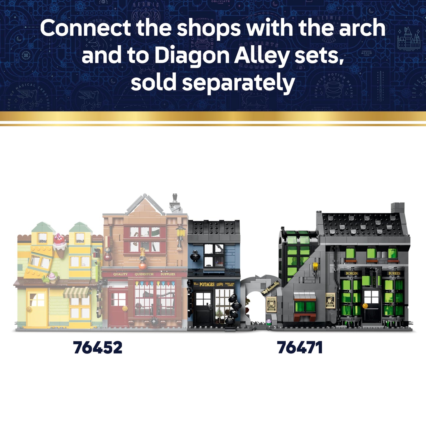 LEGO 76471 Harry Potter Knockturn Alley Wizarding Shops - with 8 Minifigures & Collectible Patronus