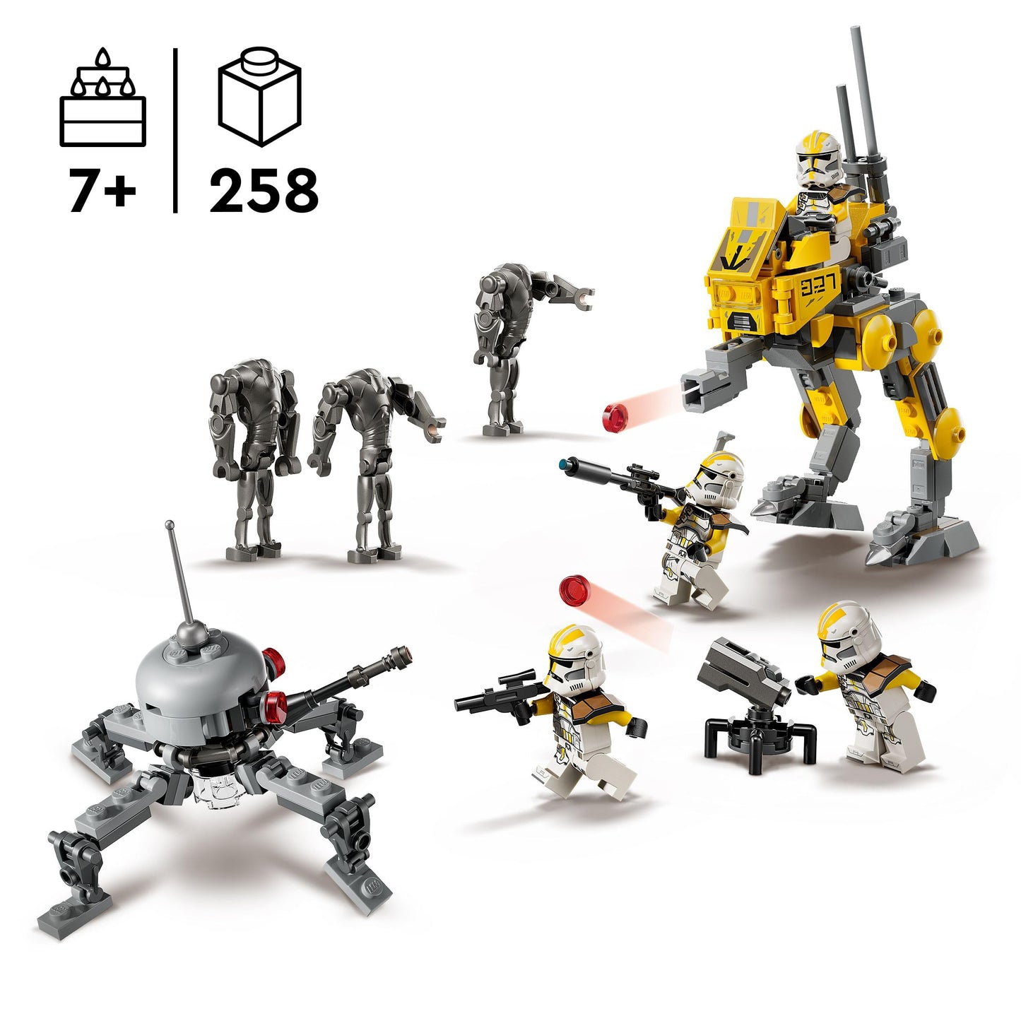 LEGO Star Wars 75431 327th Star Corps Clone Troopers Battle Pack - Collectible Toy incl. 4 Minifigures, 3 Battle Droid Figures & an AT-RT