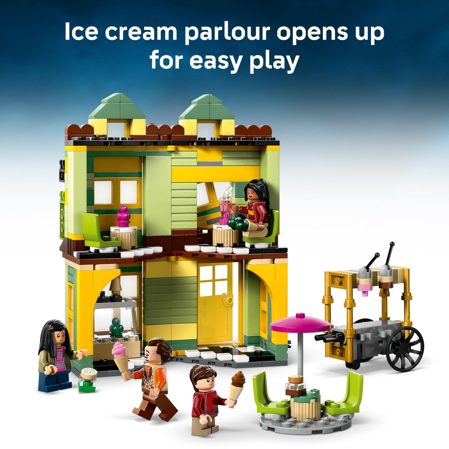 LEGO 76452 Harry Potter Quality Quidditch Supplies & Ice Cream Parlour Set with 2 Diagon Aley Shop Toys, 6 Minifigures & Accessories incl. a Nimbus 2000 Broom