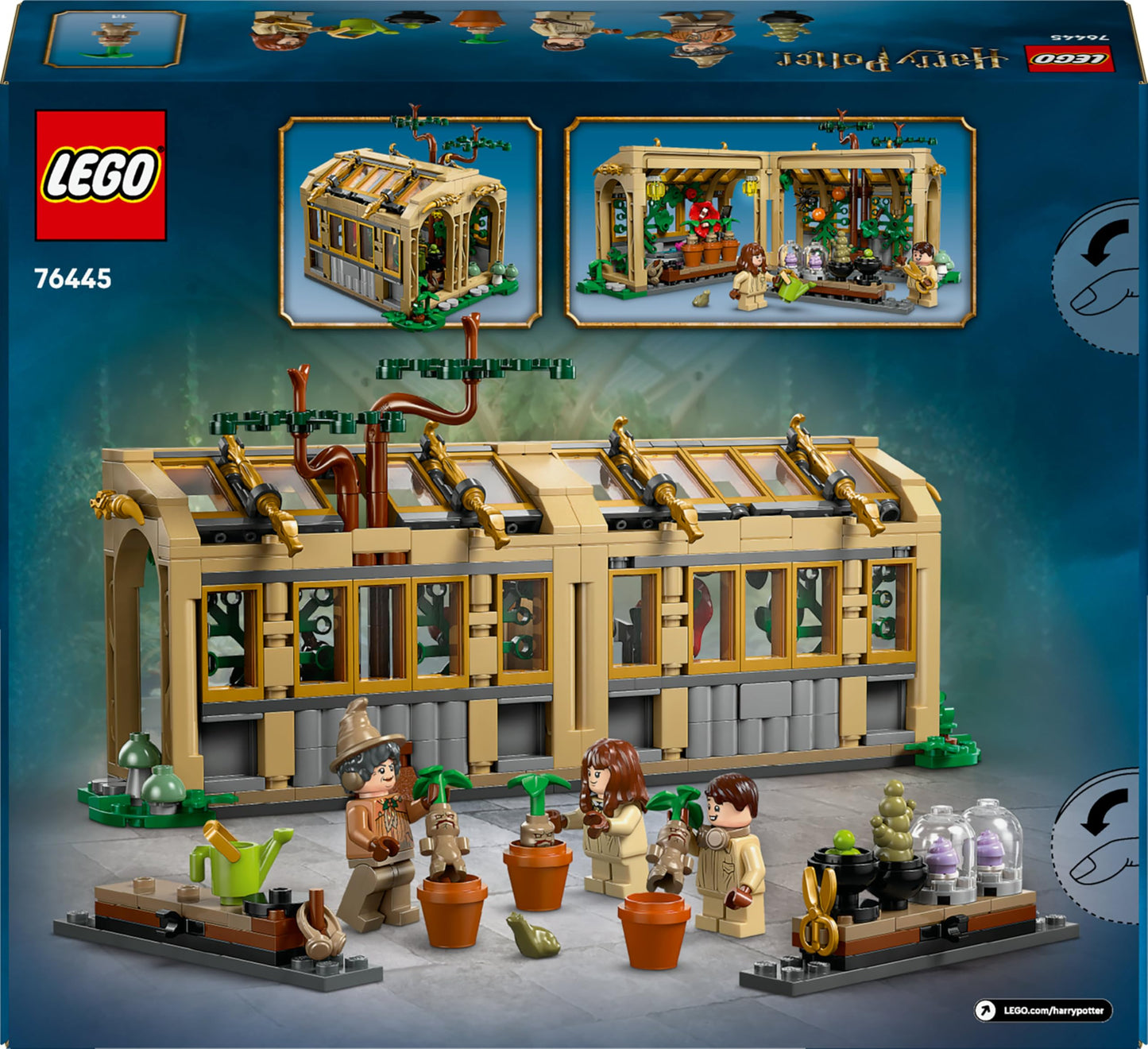 LEGO 76445 Harry Potter Hogwarts Castle : Herbology Class Set with Neville Longbottom, Hermione Granger & Prof. Sprout Minifigures - incl. 3 Mandrake Toy Plants