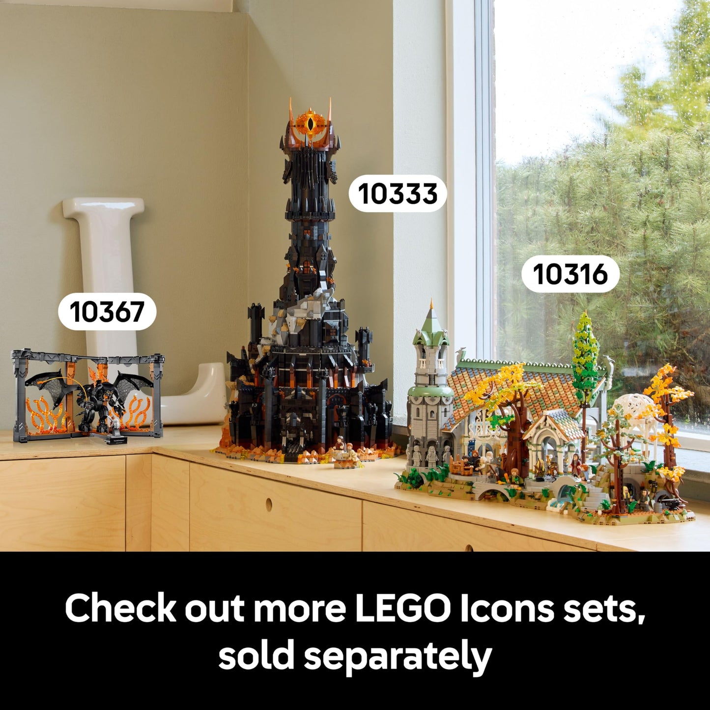 LEGO 10367 Icons The Lord of the Rings: Balrog Book Nook with a Gandalf the Grey Minifigure & Dragon Figure