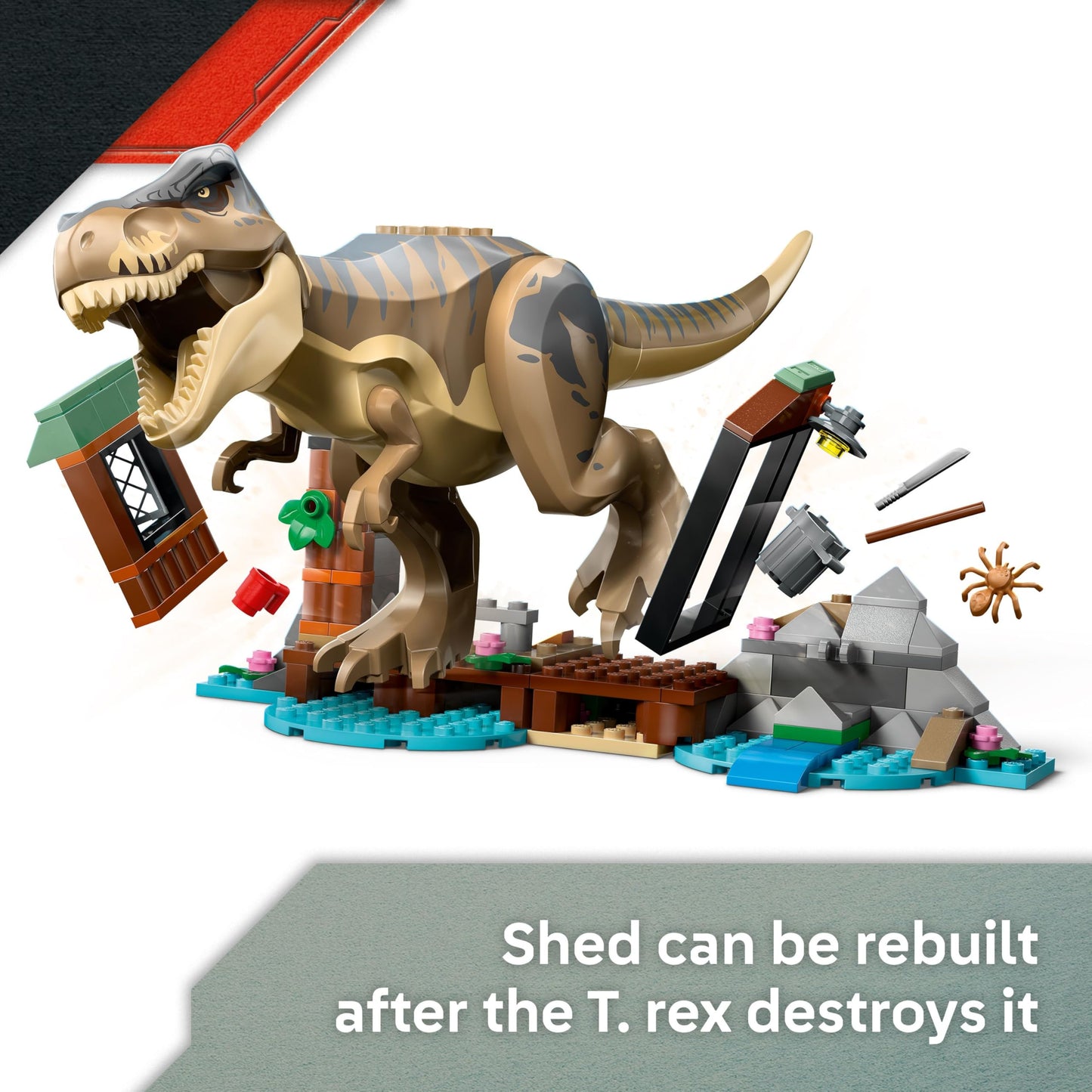 LEGO 76975 Jurassic World T. Rex River Escape incl. a Dino Figure, Boat Toy, ATV & 2 Minifigures
