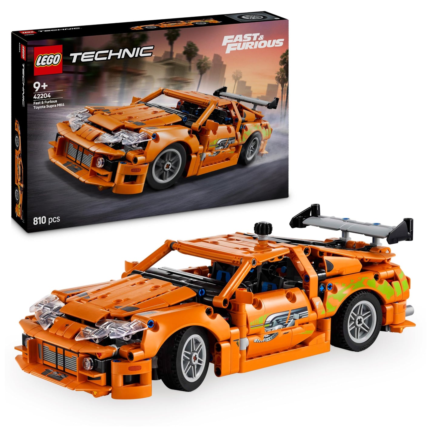 LEGO 42204 Technic Fast and Furious Toyota Supra MK4 Toy Car - 6 Cylinder Engine & Opening Doors