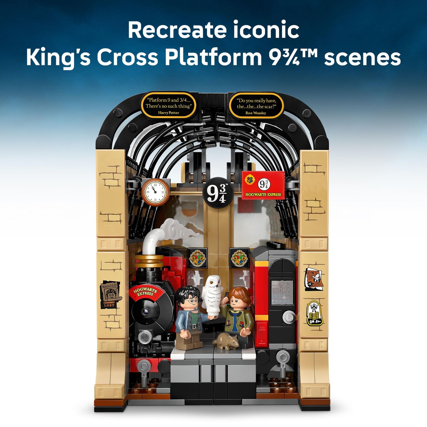 LEGO 76450 Harry Potter Book Nook : Hogwarts Express Set with a Train Toy, 2 Minifigures incl. Ron Weasley, plus Hedwig and Scabbers Figures