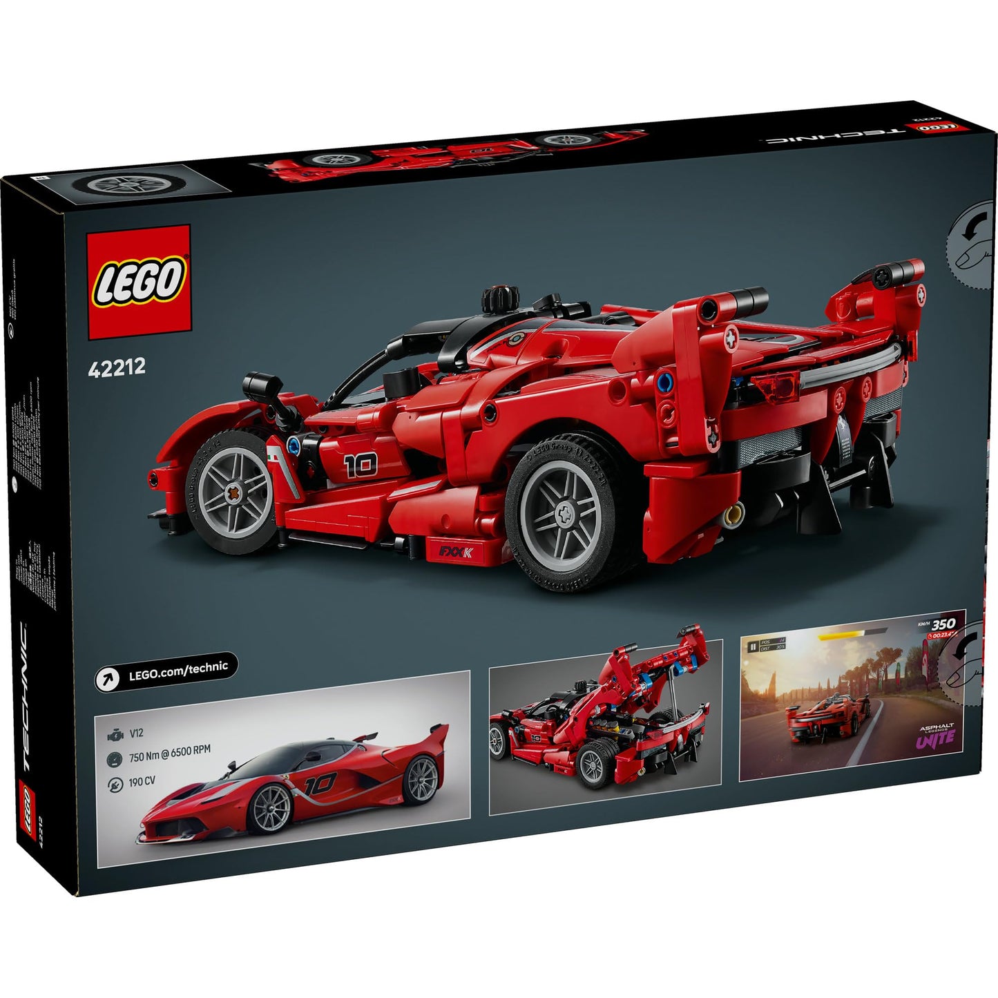 LEGO 42212 Technic Ferrari FXX K Race Car Toy - Play & Display Model Building Kit with V12 Engine, Differential and Moving Pistons