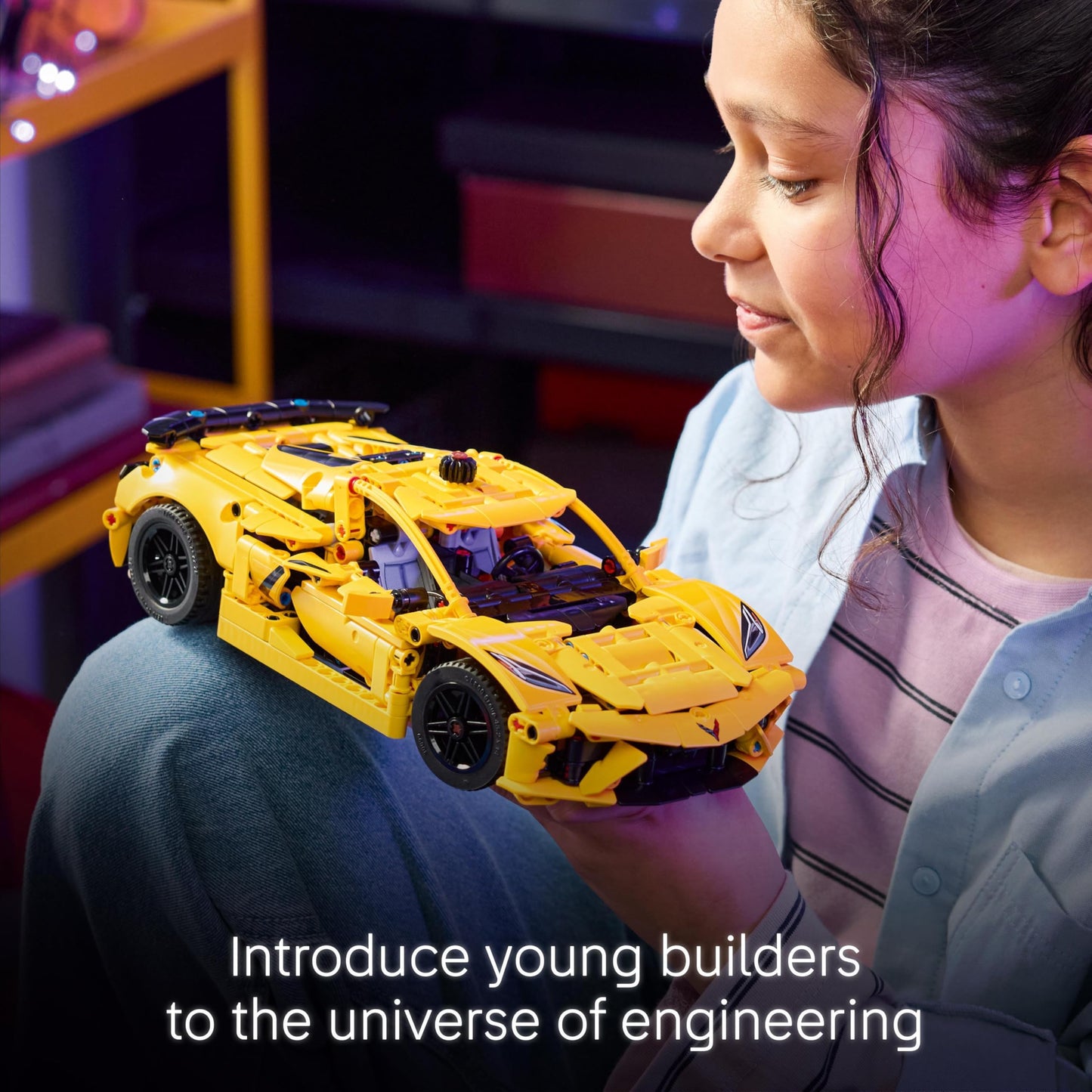 LEGO 42205 Technic Chevrolet Corvette Stingray Race Car Toy, 8-Cylinder Engine and Differential