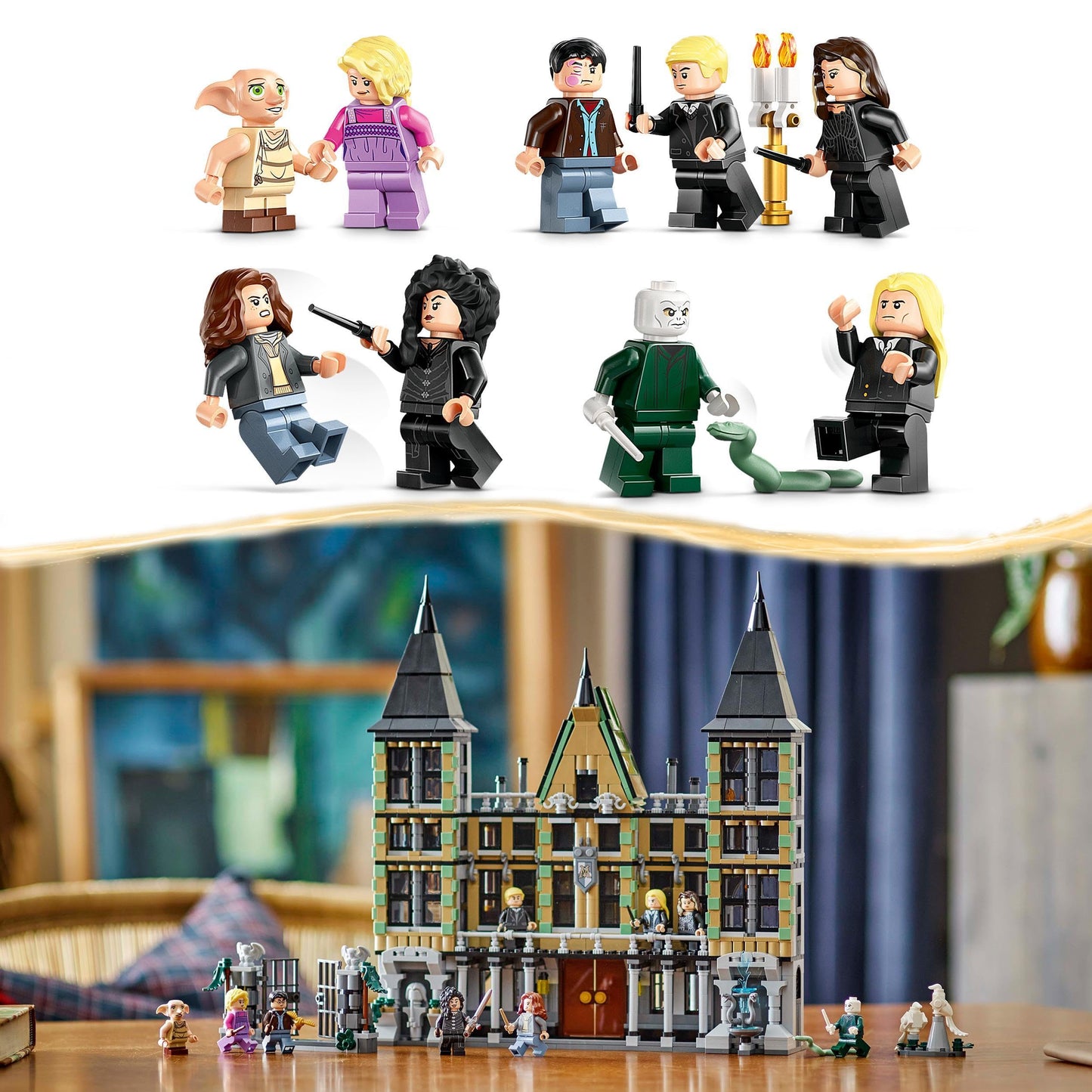 LEGO 76453 Harry Potter Malfoy Manor Set, Collectible Building Toy for Kids, Features 9 Character Minifigures Including Dobby