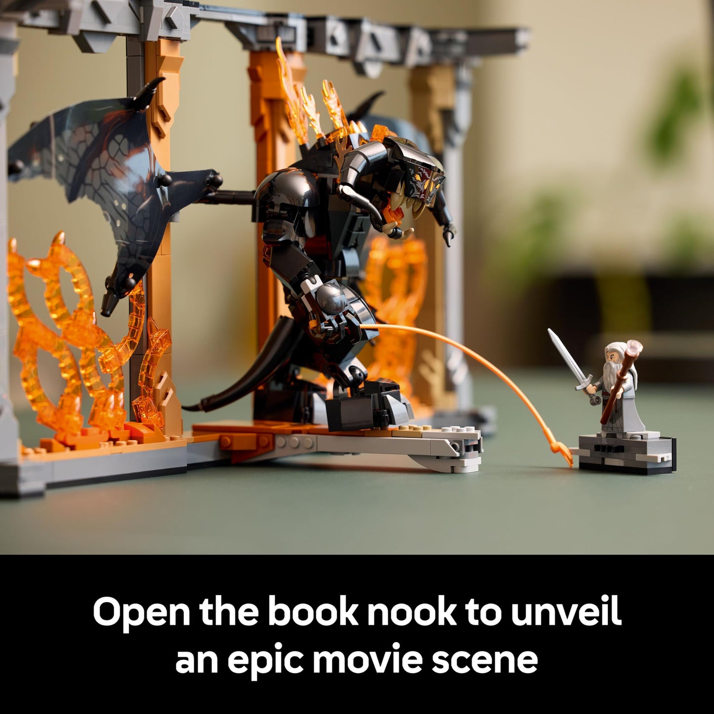 LEGO 10367 Icons The Lord of the Rings: Balrog Book Nook with a Gandalf the Grey Minifigure & Dragon Figure
