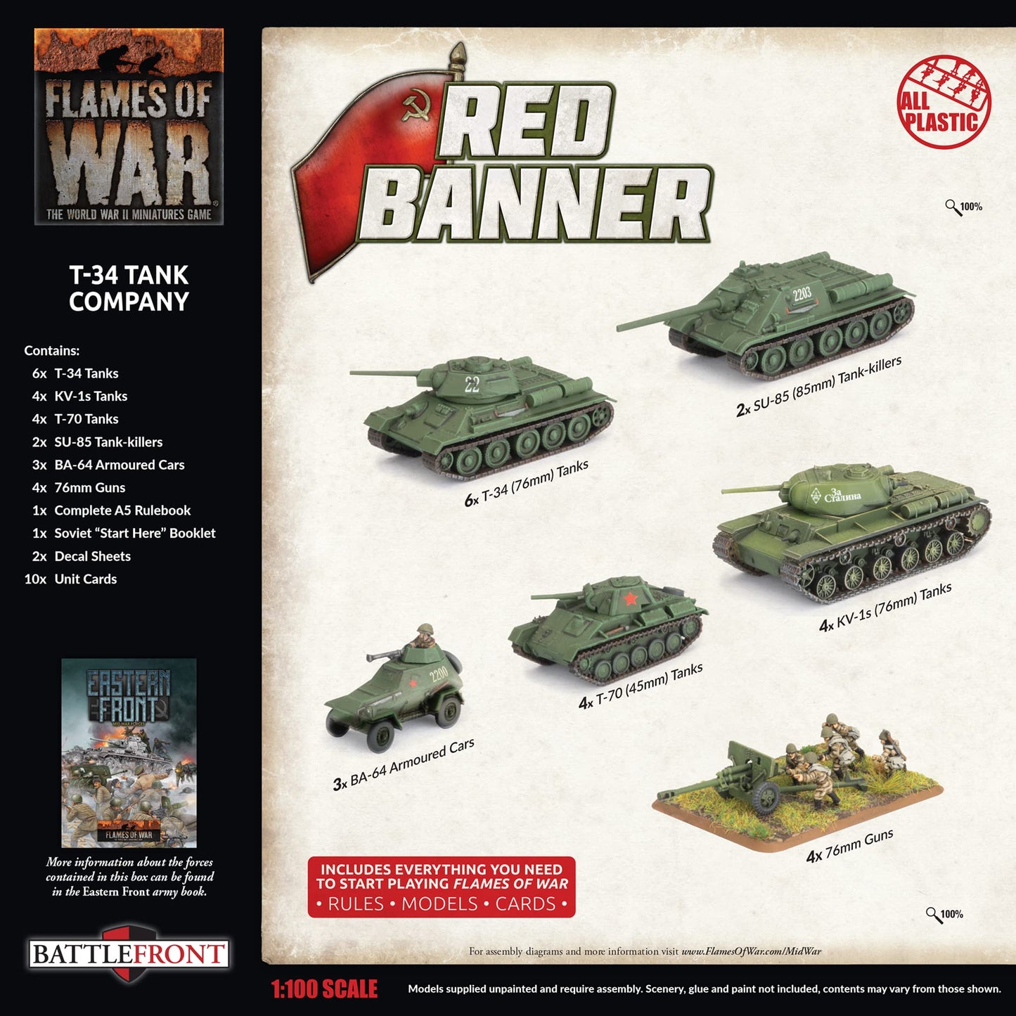 Flames of War - Soviet Red Banner T-34 Tank Battalion Company - SUAB15