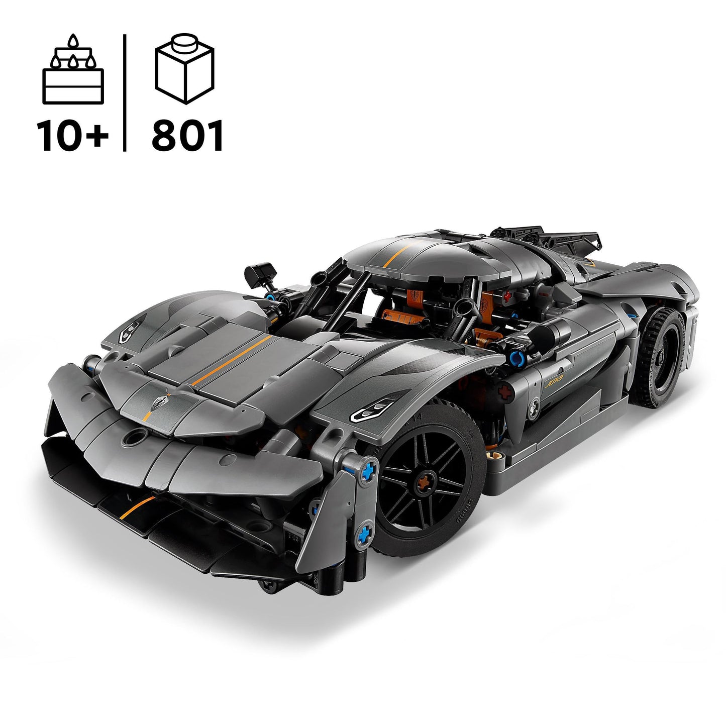 LEGO 42173 Technic Koenigsegg Jesko Absolut Grey Hypercar, Race Car Building Toy Set for Boys, Girls & Kids Aged 10 Plus, Buildable Vehicle Model Kit