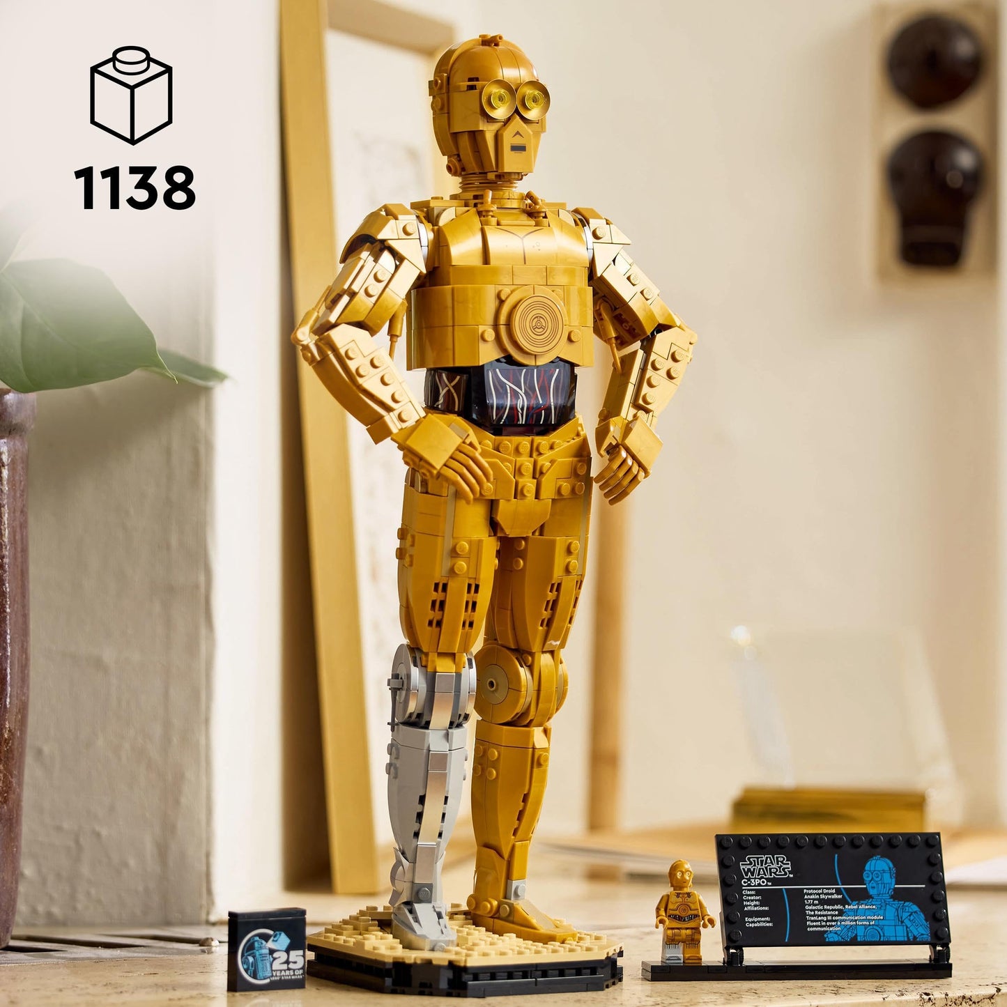 LEGO 75398 Star Wars C-3PO Droid Figure Building Set, Collectible Model Kit for Adults to Build with Character Minifigure and Display Stand