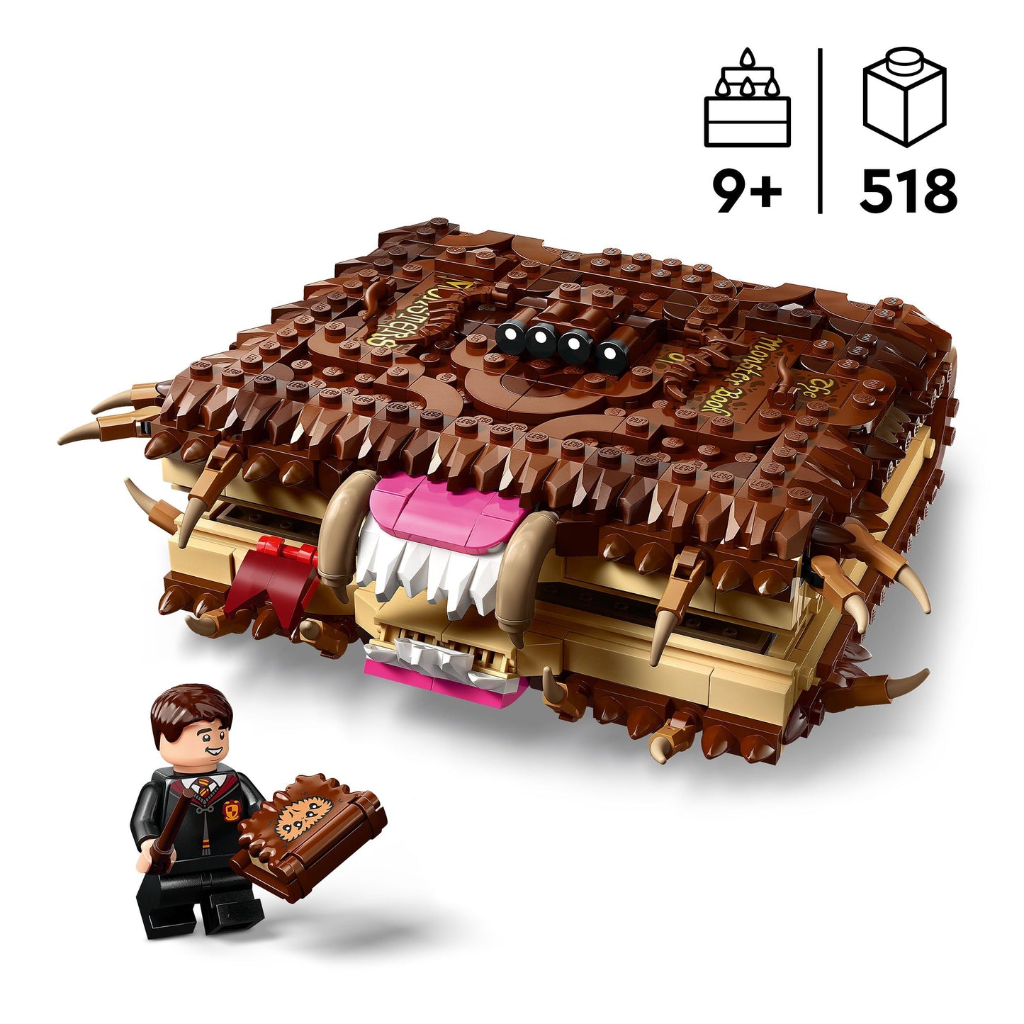 LEGO 76449 Harry Potter Chomping Monster Book Of Monsters – Interactive Toy with Pull-Back Motor & Chomping Mouth – incl. Neville Longbottom Minifigure