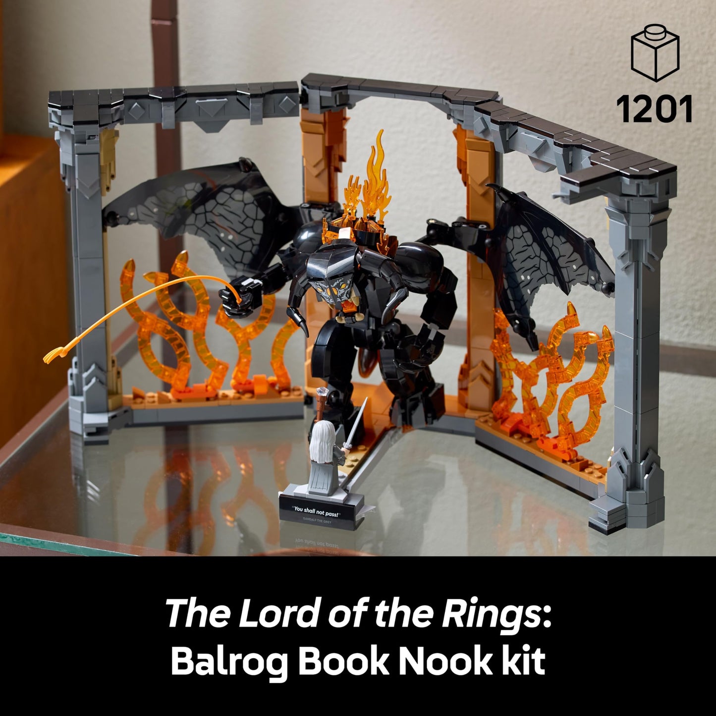 LEGO 10367 Icons The Lord of the Rings: Balrog Book Nook with a Gandalf the Grey Minifigure & Dragon Figure