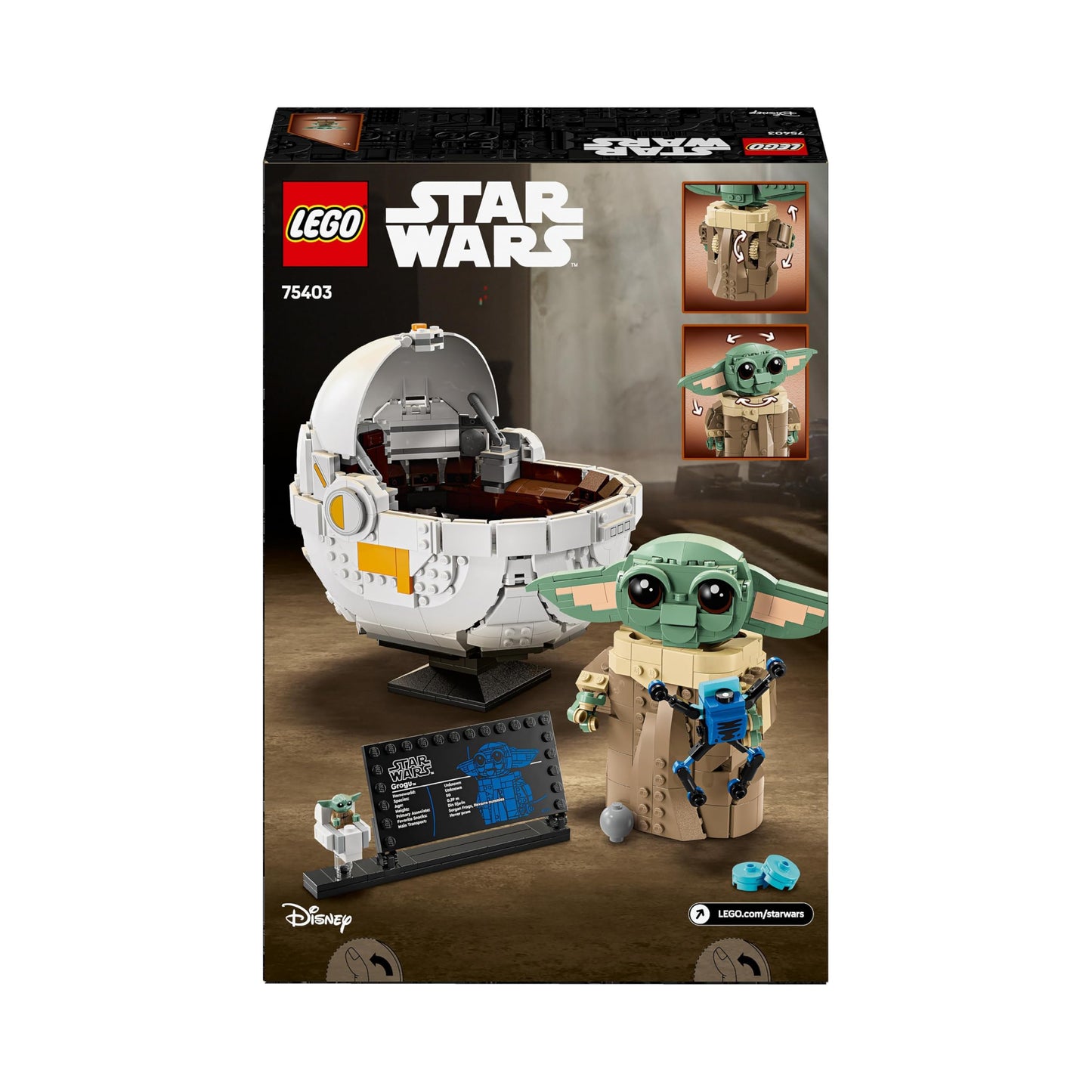 LEGO 75403 Star Wars Grogu with Hover Pram Building Toy Set