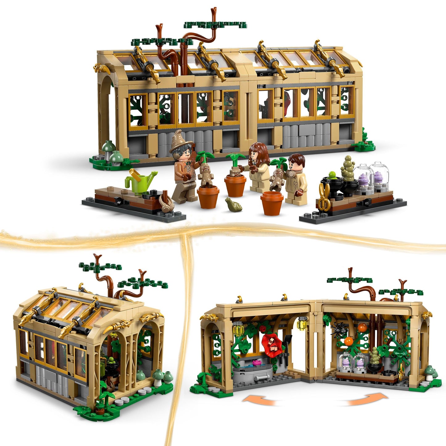 LEGO 76445 Harry Potter Hogwarts Castle : Herbology Class Set with Neville Longbottom, Hermione Granger & Prof. Sprout Minifigures - incl. 3 Mandrake Toy Plants