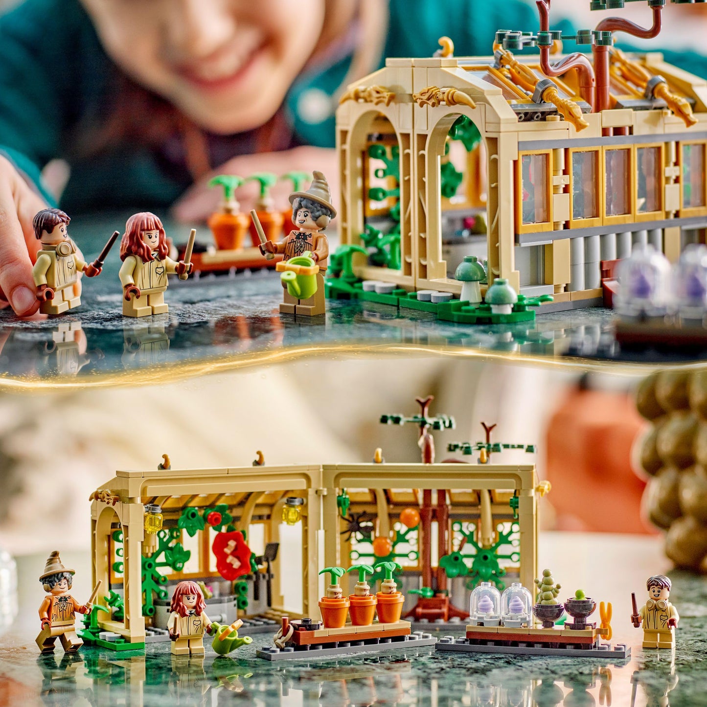 LEGO 76445 Harry Potter Hogwarts Castle : Herbology Class Set with Neville Longbottom, Hermione Granger & Prof. Sprout Minifigures - incl. 3 Mandrake Toy Plants
