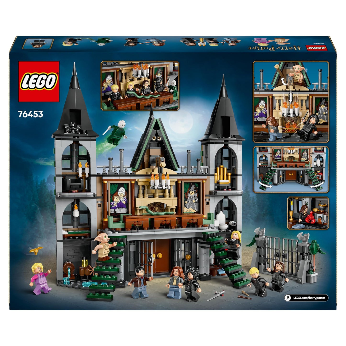 LEGO 76453 Harry Potter Malfoy Manor Set, Collectible Building Toy for Kids, Features 9 Character Minifigures Including Dobby