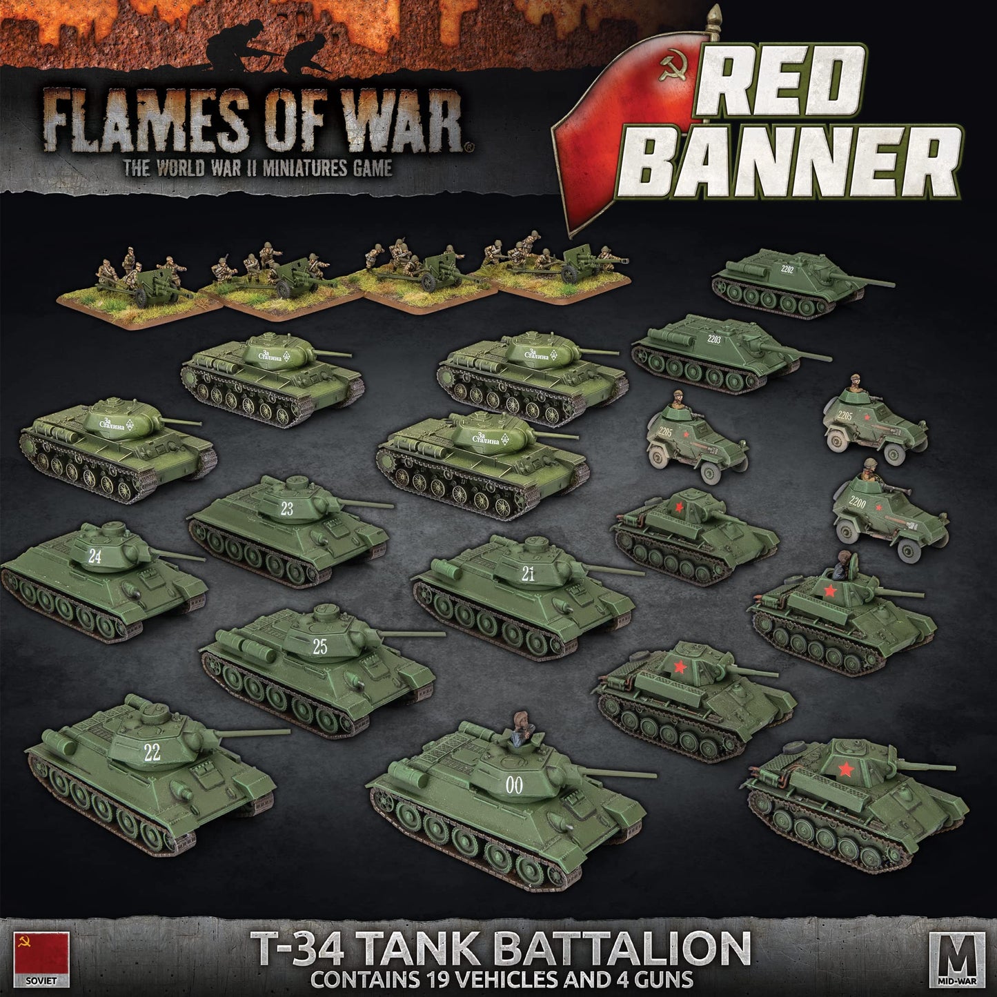 Flames of War - Soviet Red Banner T-34 Tank Battalion Company - SUAB15