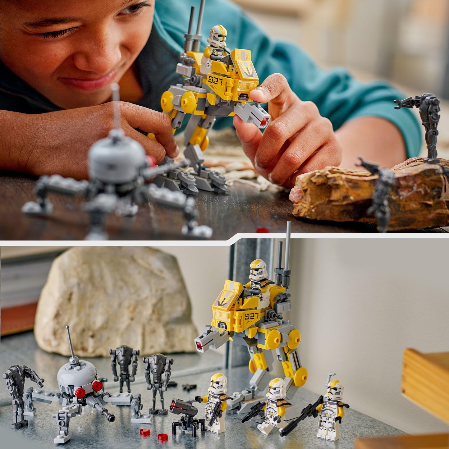 LEGO Star Wars 75431 327th Star Corps Clone Troopers Battle Pack - Collectible Toy incl. 4 Minifigures, 3 Battle Droid Figures & an AT-RT