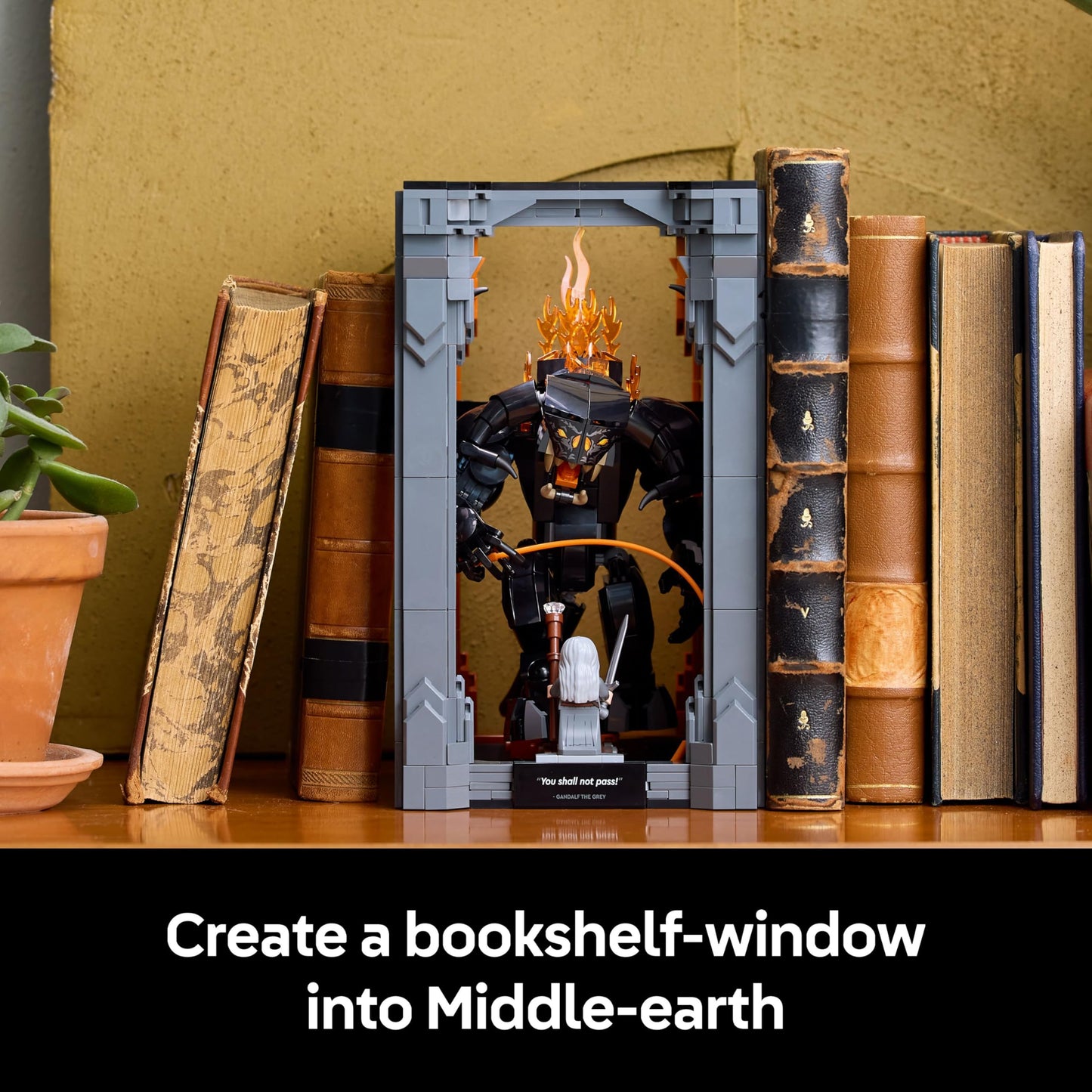LEGO 10367 Icons The Lord of the Rings: Balrog Book Nook with a Gandalf the Grey Minifigure & Dragon Figure