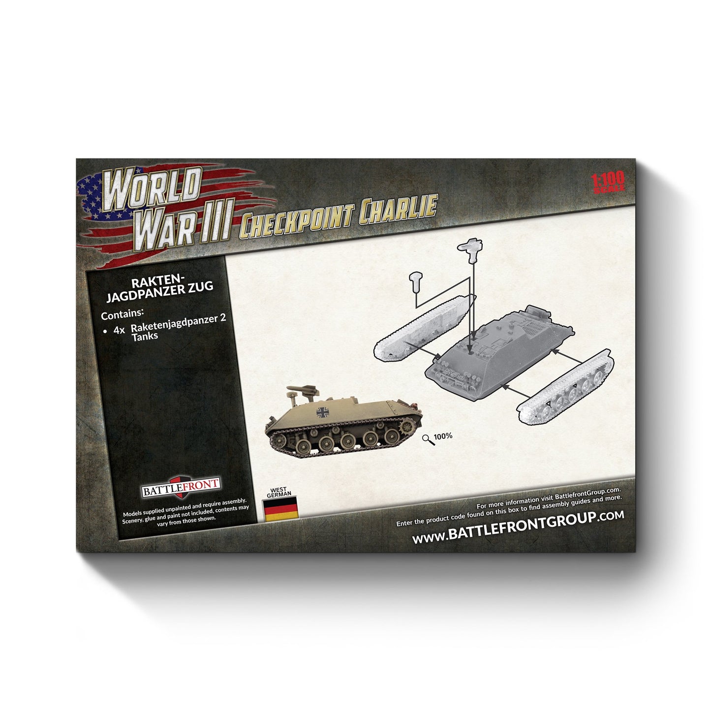 German Raketenjagdpanzer Zug - WWIII - Checkpoint Charlie - TGBX21 - Battlefront Miniatures