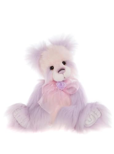 Charlie Bears 2023 | Tea Party Collectable Light Pink Teddy Bear Plush Handmade Soft With Rose Bow Long Fur Fully Jointed