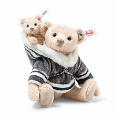 Steiff 007569 - Mama Teddy Bear with Baby - 23cm Mohair Cream -Limited Edition