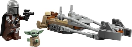 LEGO 75436 Star Wars The Mandalorian & Grogu's Speeder Bike Toy - incl. a Grogu Figure & Din Djarin Minifigure w/a Blaster