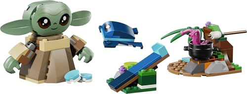 LEGO 75443 Star Wars Grogu's Homestead - Building Toy w/a Grogu Figure & Sorgan Frog, a Catapult & Blue Macarons