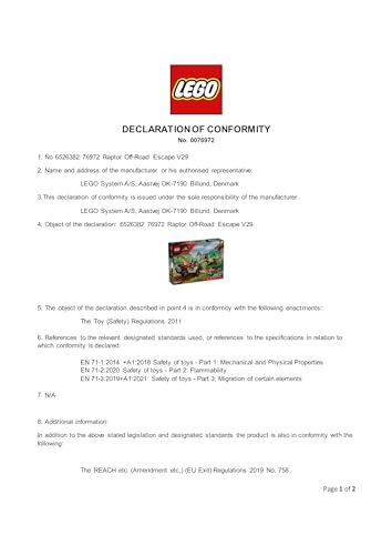 LEGO 76972 Jurassic World Raptor Off-Road Escape Dinosaur Toy - incl. 2 Dino Figures, Off-Road Car Toy & 2 Minifigures