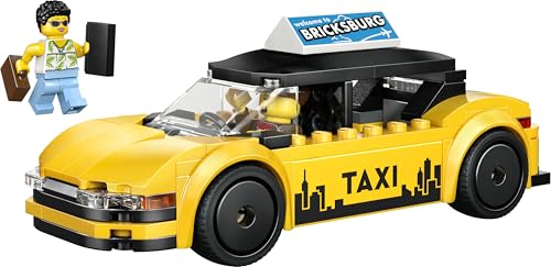 LEGO 60487 City Yellow Taxi Cab Toy - EV Car Model Kit w/ 2 Minifigures & Removable Roof