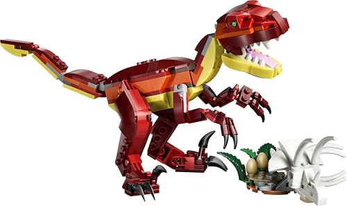 LEGO 31379 Creator 3in1 Fierce Dinosaur Toy - Build Velociraptor, Stegosaurus or Pterosaur Dino Figures w/Skeleton & Sharp Teeth Elements