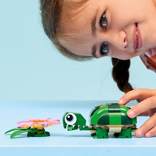 LEGO 31377 Creator 3in1 Turtle with a Water Lily Flower Toy - Animal Figure Transforms into a Chameleon or Frog