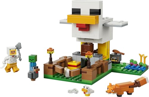LEGO 21585 Minecraft Chicken Farm - with Chicken Fan Minifigure, Baby Zombie & Fox Mob Figures