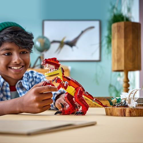 LEGO 31379 Creator 3in1 Fierce Dinosaur Toy - Build Velociraptor, Stegosaurus or Pterosaur Dino Figures w/Skeleton & Sharp Teeth Elements