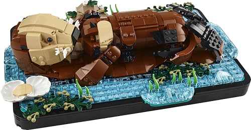 LEGO 21366 Ideas Floating Sea Otters - Building Set for Adults - 3D Display Model with Otter & Pup Animal Figures