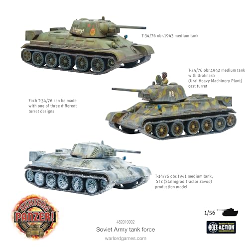 Warlord Games Soviet Army Tank Force - 1:56 / 28mm Plastic Scale Model Tanks for Achtung Panzer Highly Detailed World War 2 Miniatures for Table-top Wargaming