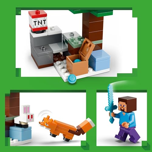 LEGO 21583 Minecraft Steve's Taiga Adventure Toy - incl. a Steve Minifigure with a Diamond Sword, Creeper, Fox, Baby Bunny Figures