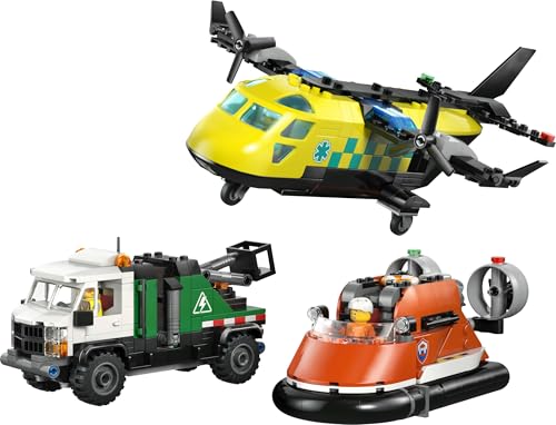 LEGO 60505 City 3in1 Airplane, Service Truck & Hovercraft Remix Toy - Mix & Match Model Vehicles Kit with 3 Minifigures