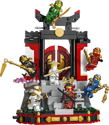 LEGO 71866 NINJAGO Ninja Character Display 15th Anniversary - Monastery Gate Model Kit w/ 8 Collectible Minifigures & Swords