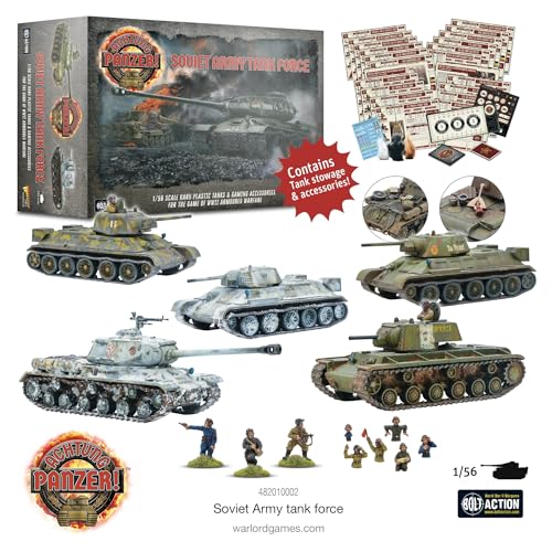 Warlord Games Soviet Army Tank Force - 1:56 / 28mm Plastic Scale Model Tanks for Achtung Panzer Highly Detailed World War 2 Miniatures for Table-top Wargaming