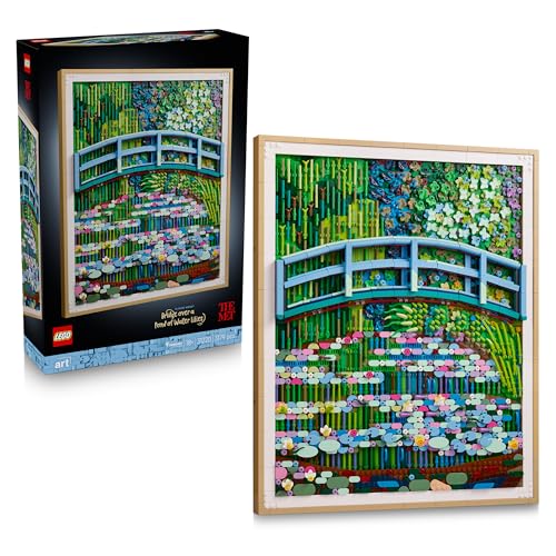 LEGO 31220 Art Claude Monet – Bridge over a Pond of Water Lilies - Hanging 3D Wall Art for Home Decor - Impressionist Display Model Kit for Adults