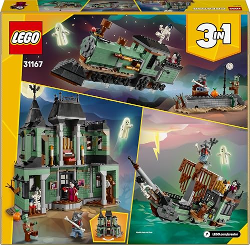 LEGO 31167 Creator 3in1 Haunted Mansion - Toy House Transforms into a Ghost Ship or a Train Set - Incl. 5 Minifigures