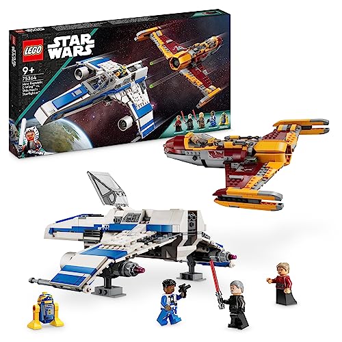 LEGO 75364 Star Wars New Republic E-Wing vs. Shin Hati’s Starfighter, Ahsoka Series Set with 2 Toy Vehicles, Droid Figure, 4 Minifigures and 2 Lightsabers