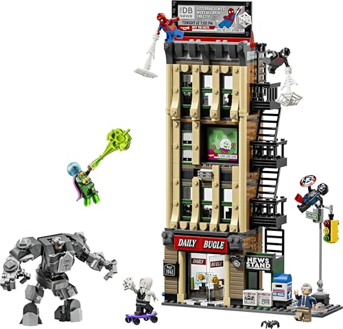 LEGO 76342 Marvel Spider-Man vs. Mysterio : The Daily Bugle Building - Superhero Toy with Mech Action Figure & 7 Minifigures