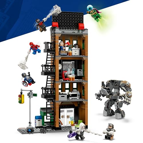 LEGO 76342 Marvel Spider-Man vs. Mysterio : The Daily Bugle Building - Superhero Toy with Mech Action Figure & 7 Minifigures