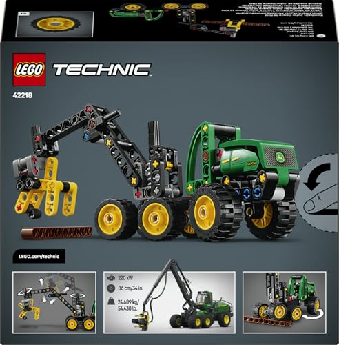 LEGO 42218 Technic John Deere 1470H Wheeled Harvester - Construction Vehicle Toy - STEM Model Kit w/a Rotating Boom & Working Claw